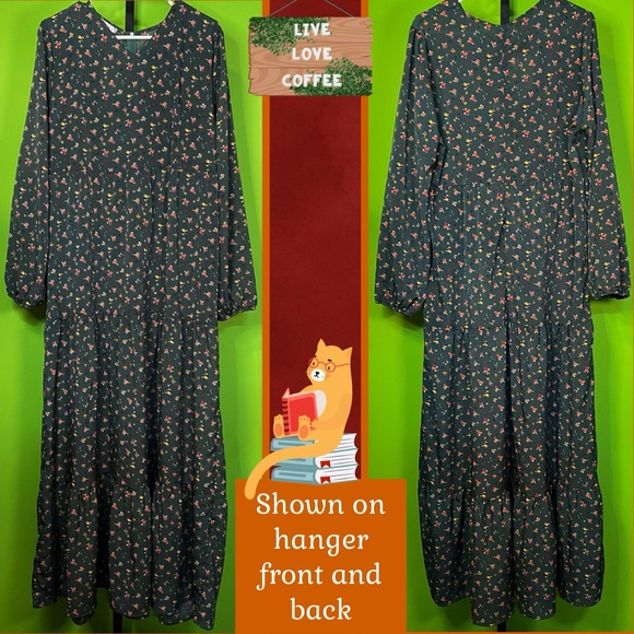 CELLABIE 2X DEEP FOREST GREEN maxi-long tiered-dress fashion - Picture 3 of 14